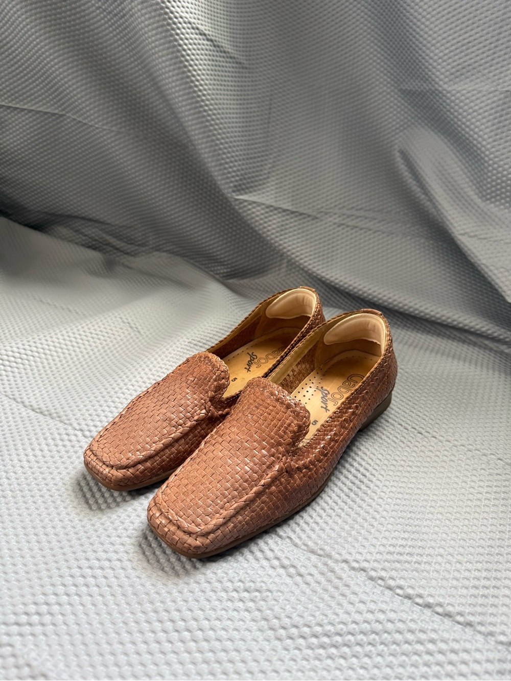 Gabor Leather Loafers – Woven Brown